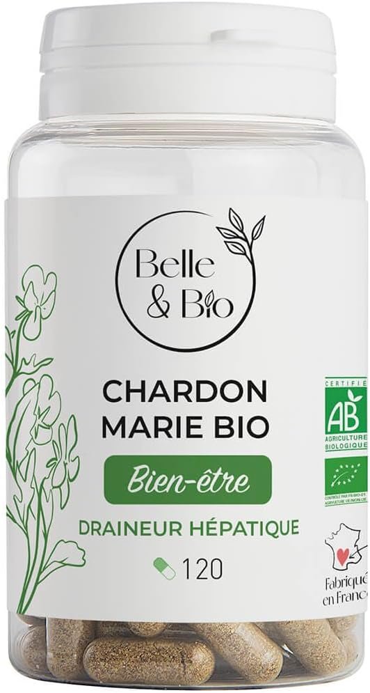 DIGESTION - Chardon Marie Bio - DETOX FOIE - Certifié Ecocert - Pilulier 120 Gélules - Fabriqué en FRANCE
